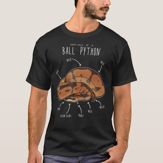 T-shirt Anatomie d'un Python de balle, Serpent de reptile  (Devant)