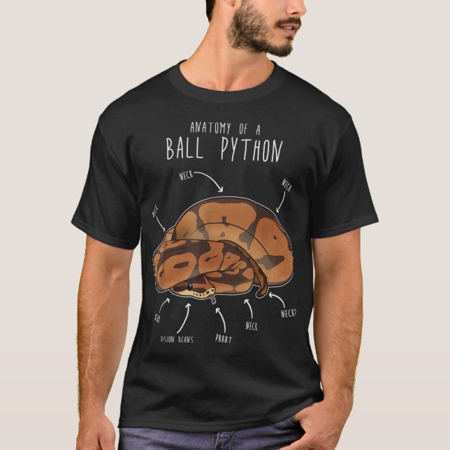 T-shirt Anatomie d'un Python de balle, Serpent de reptile  (Devant)