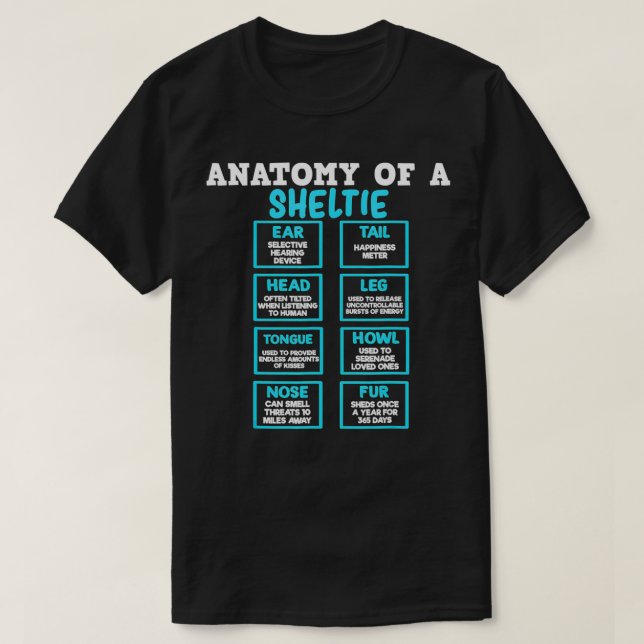 T-shirt Anatomie d'un Sheltie dragon ball japonaise  (Design devant)