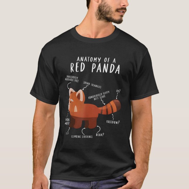 T-shirt Anatomie D'Un Zoologiste Scientifique De Panda Rou (Devant)