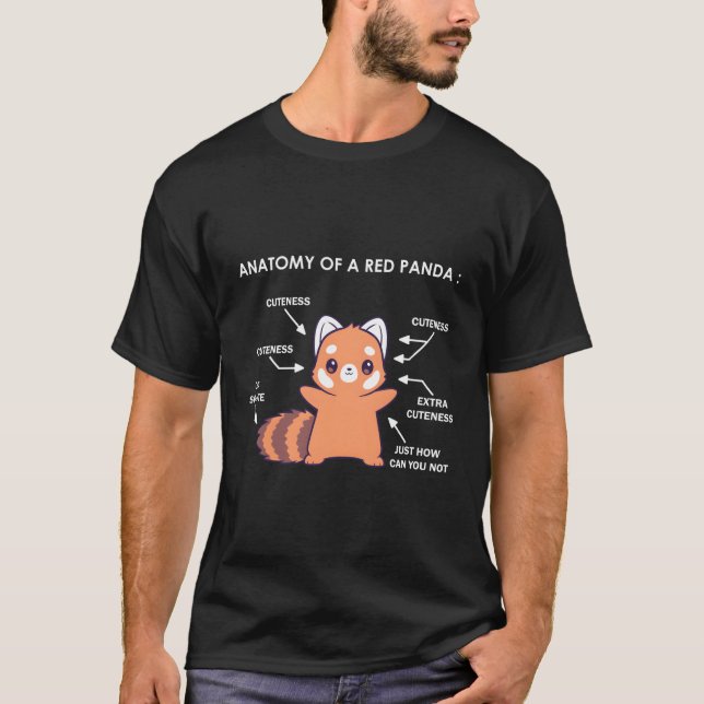 T-shirt Anatomie D'Un Zoologiste Scientifique De Panda Rou (Devant)