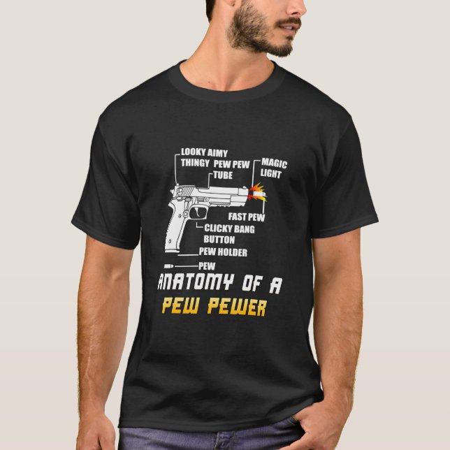 T-shirt Anatomie D'Une Arme Ammo Pew Pewer Gun _7 (Devant)