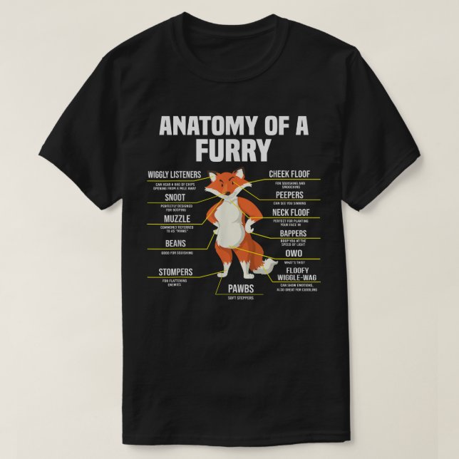 T-shirt Anatomie D'Une Fandom Furry Furries Mignonne Sweet (Design devant)