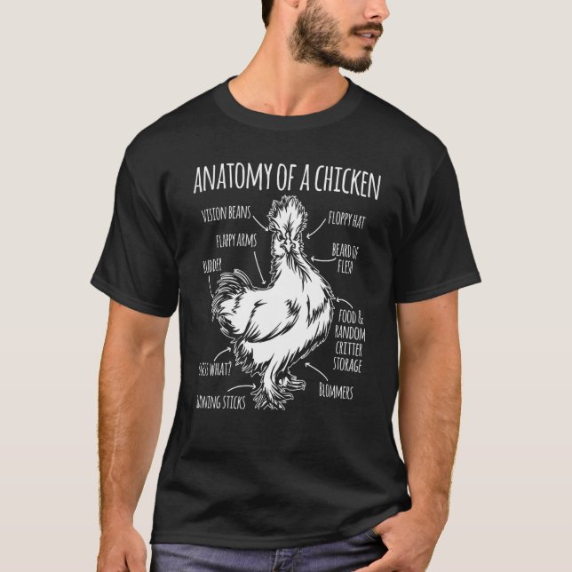 T-shirt Anatomie D'Une Ferme De Poulet De Poulets (Devant)