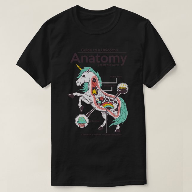 T-shirt Anatomie d'une licorne (Design devant)
