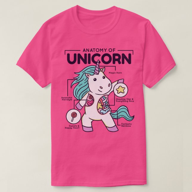 T-shirt Anatomie d'une licorne mignonne Unicorne pour enfa (Design devant)