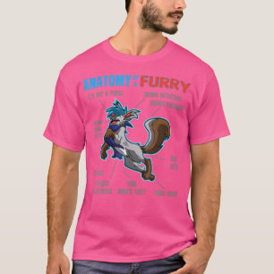 T-shirt Anatomie Furieuse D'Un Loup De Cartoon Furry