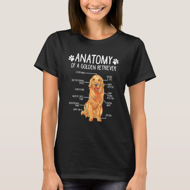 T-shirt Anatomie Golden Retriever Chien (Devant)