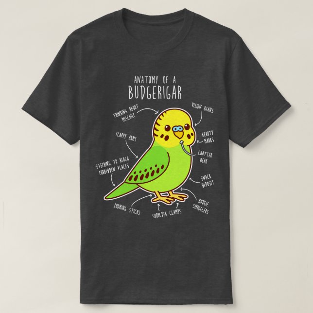 T-shirt Anatomie Green Budgie (Design devant)