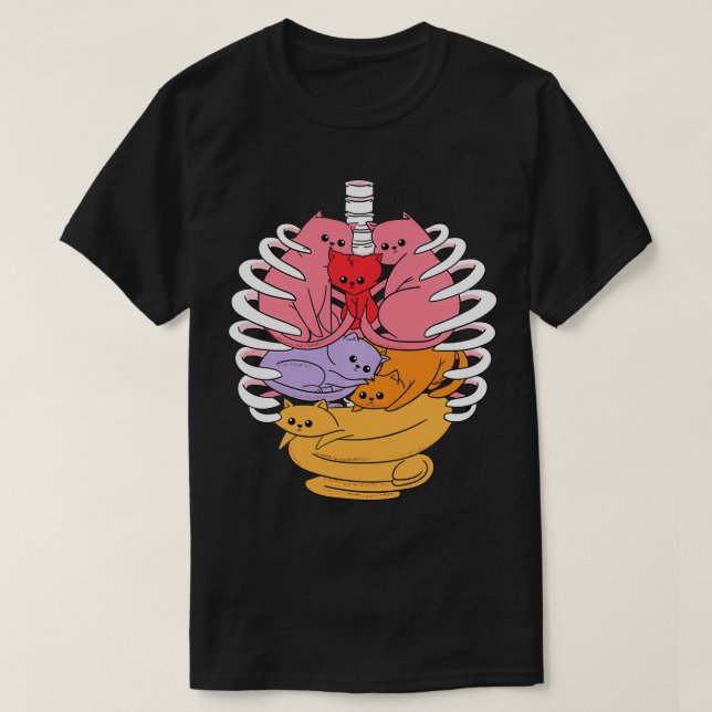 T-shirt Anatomie humaine Organes de chats connexes Cage de (Design devant)