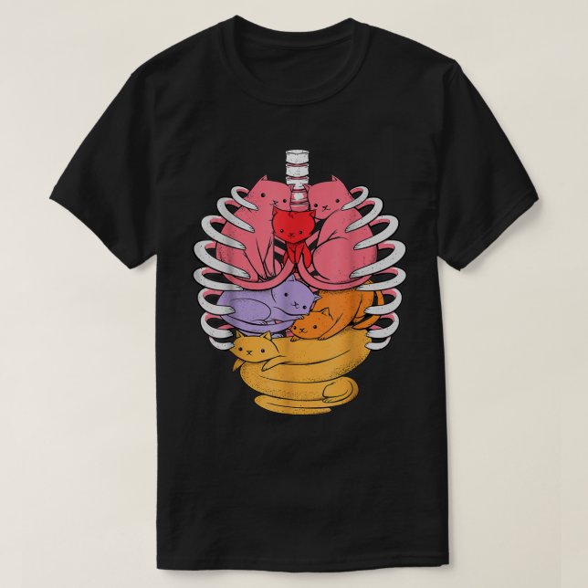T-shirt Anatomie humaine Organes de chats connexes Cage de (Design devant)