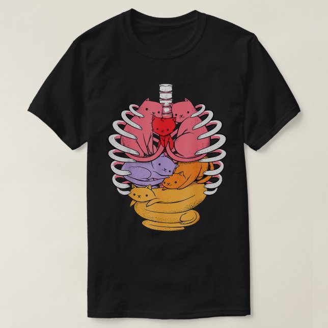 T-shirt Anatomie humaine Organes de chats connexes Cage de (Design devant)