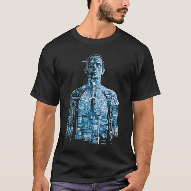 T-shirt Anatomie mécanique — Système respiratoire (Devant)