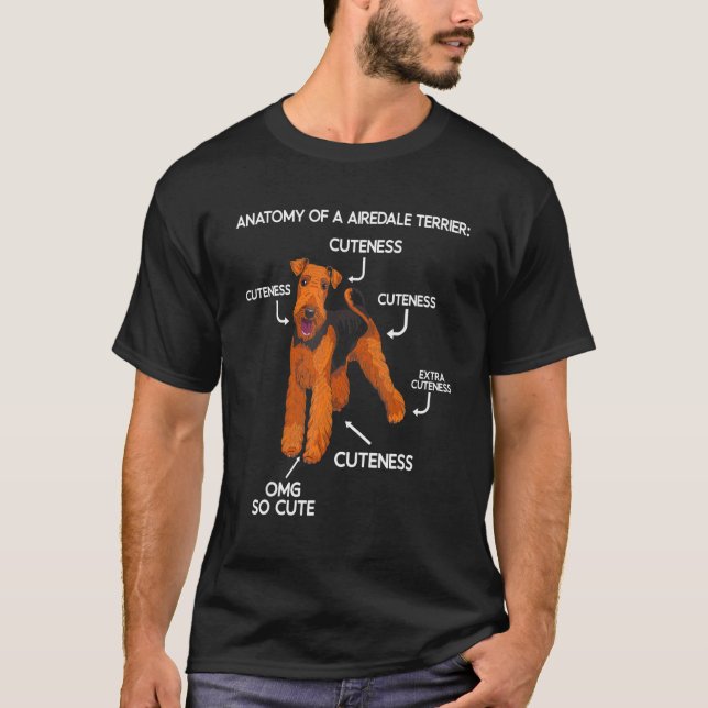 T-shirt Anatomie mignonne Airedale Terrier Chien (Devant)