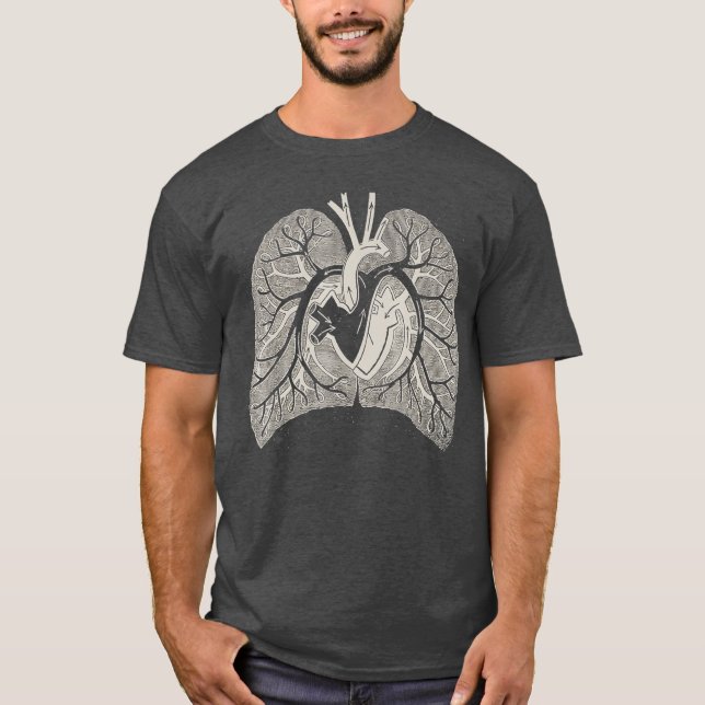 T-shirt Anatomie pulmonaire Poumons cardiaques humains Vin (Devant)
