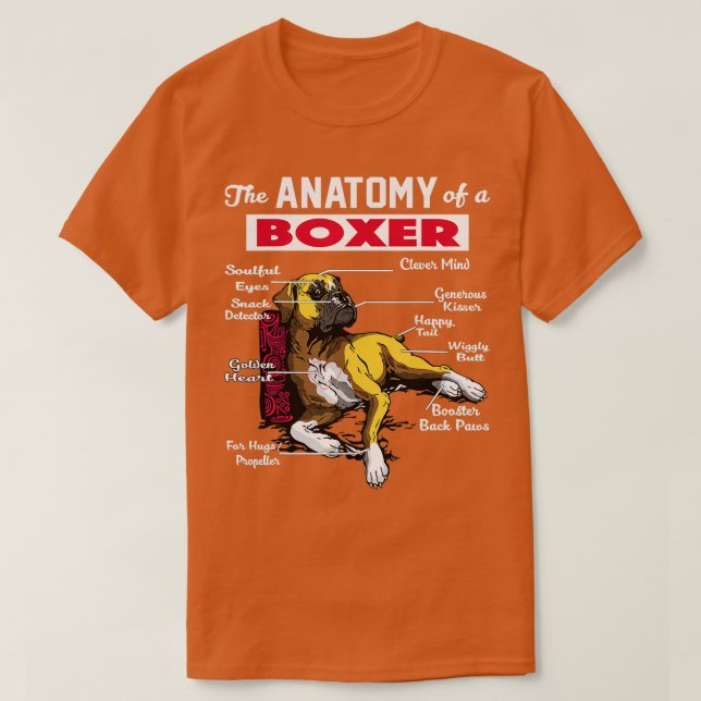 T-shirt Anatomy of a Boxer Dog  - Funny  for Boxer lover  (Design devant)