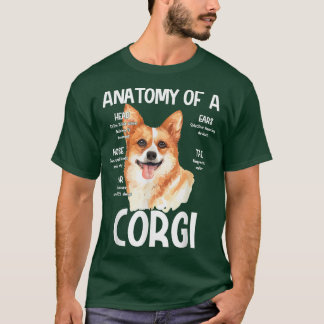 T-shirt Anatomy Of A Corgi For Dog Lovers Head Noise Ear F