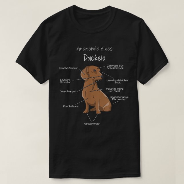 T-shirt Anatomy of a Dachshund Badger Dog Dog Teckel  (Design devant)
