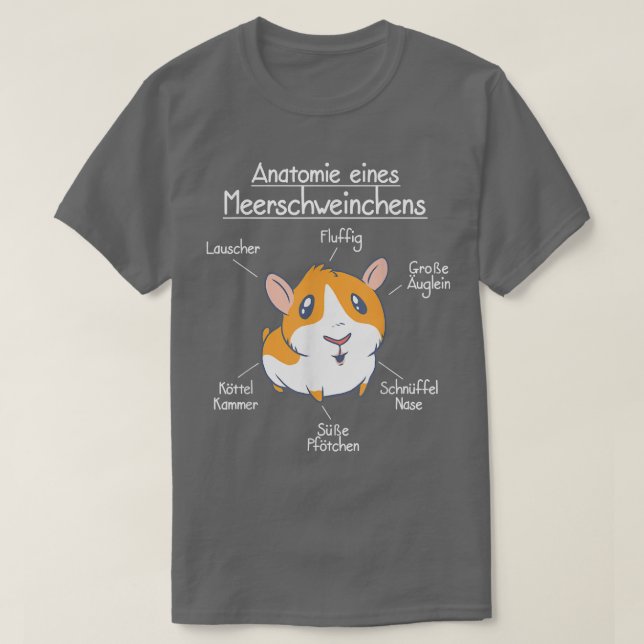 T-shirt Anatomy of a guinea pig, sweet guinea pig motif  (Design devant)