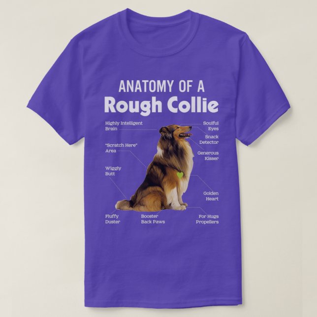 T-shirt Anatomy Of A Rough Collie Funny Dog (Design devant)