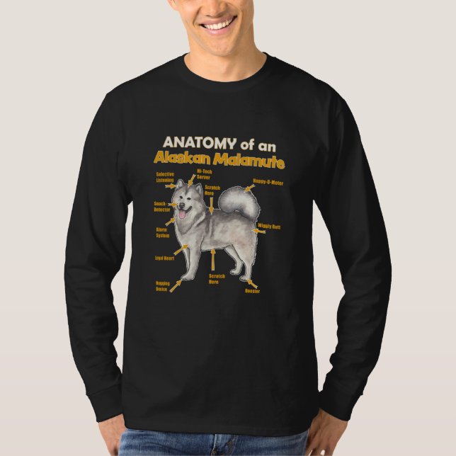 T-shirt anatomy of an Alaskan Malamute for him and her (Devant)