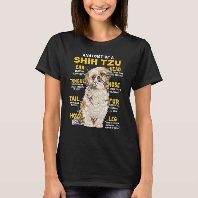 T-shirt Anatomy Of Shih Tzu Funny Dog Lover (Devant)