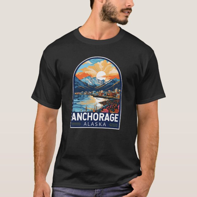 T-shirt Anchorage Alaska Travel Art Emblem (Devant)