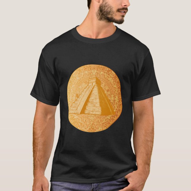 T-shirt Ancien calendrier aztèque Maya Sacré Pyramide Geom (Devant)