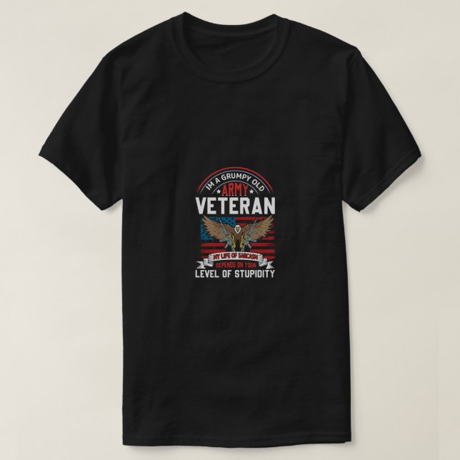 T-shirt ancien combattant de l'armée (Design devant)