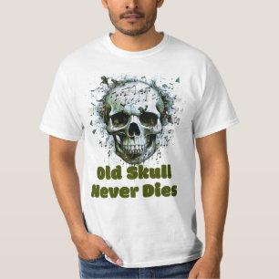 T-shirt Ancien crâne ne meurt jamais, note de musique crân