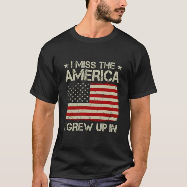 T-shirt Ancien Drapeau Américain Je Manque L'Amérique Dans (Devant)