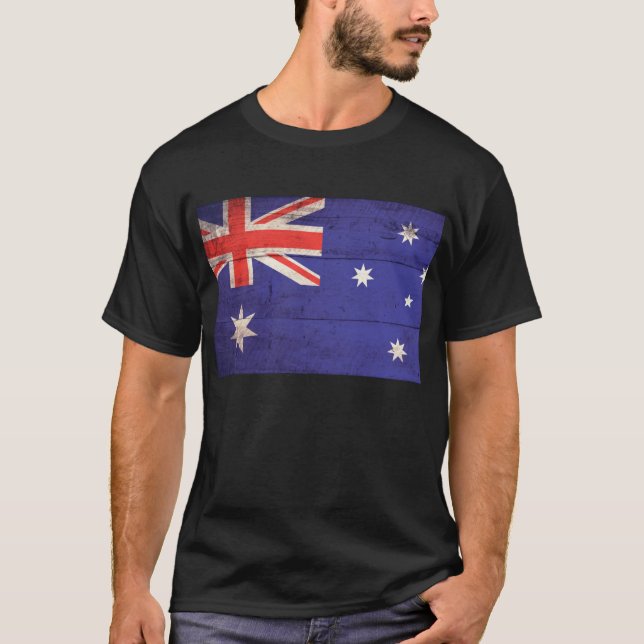 T-shirt Ancien drapeau australien en bois (Devant)