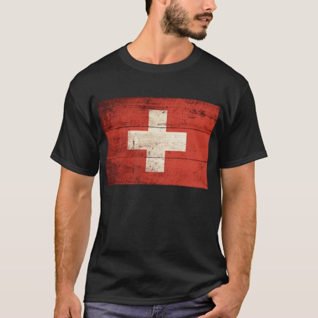 T-shirt Ancien drapeau en bois Suisse (Devant)