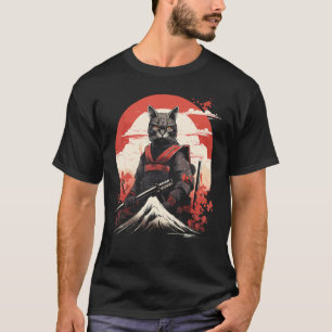 T-shirt Ancien guerrier japonais Ninja Chat Samurai Kitty