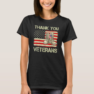 T-shirt Ancien Jour Drapeau Américain Merci Anciens Combat