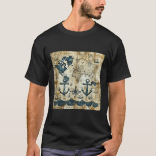 T-shirt Ancien Oc Navire Pirate Bateau à Voile Ancre Mer