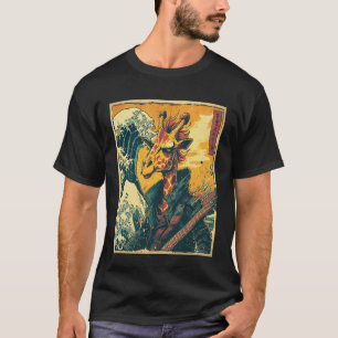 T-shirt Ancien Rétro Japonais Guitariste Punk Girafe Vint