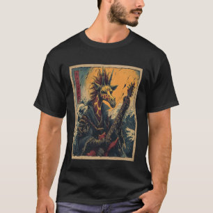 T-shirt Ancien Rétro Japonais Guitariste Punk Girafe Vint