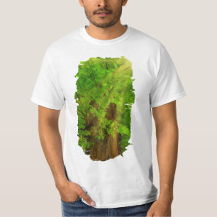 T-shirt Ancienne Branche Épaisse Arbre Vert Et Soleil