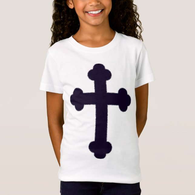 T-Shirt Ancienne croix chrétienne violette (Devant)
