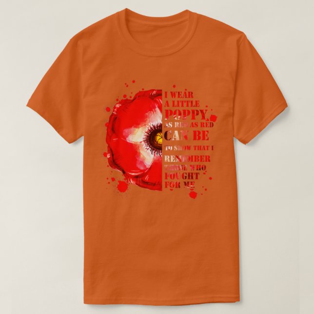 T-shirt Anciens Combattants Jour de Peur Oublions Red Popp (Design devant)