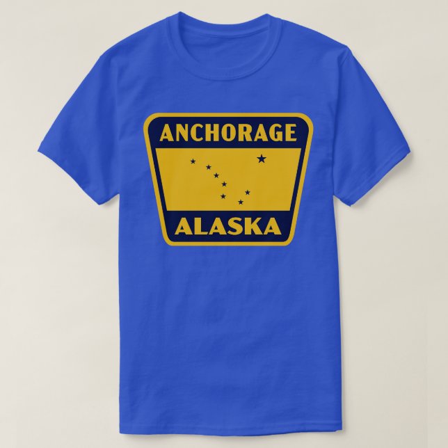 T-shirt Ancrage Alaska Retro Badge Bleu (Design devant)