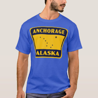 T-shirt Ancrage Alaska Retro Badge Bleu