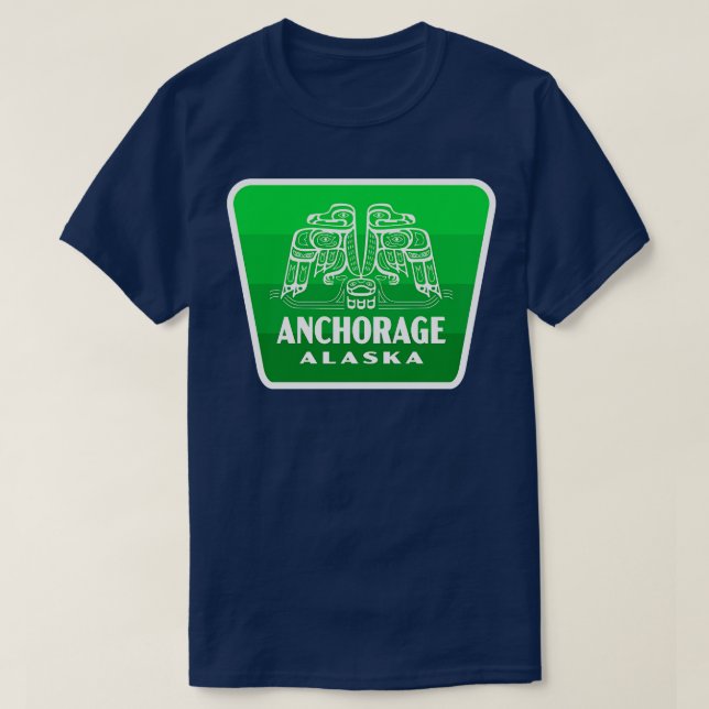 T-shirt Ancrage Alaska Retro Bird Badge Vert (Design devant)