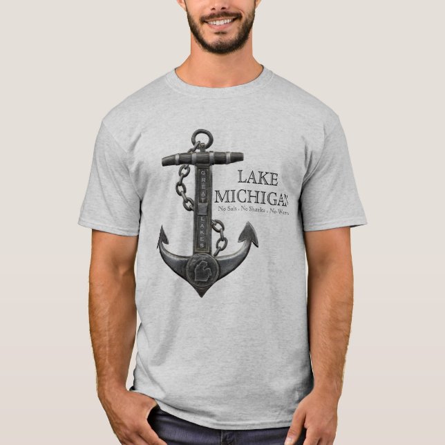 T-shirt Ancrage de pirate nautique en détresse du lac MICH (Devant)
