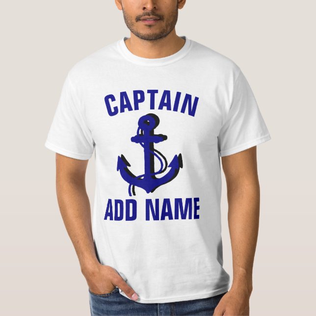 T-shirt Ancrage du nom du capitaine de bateau personnalisé (Devant)