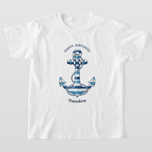 T-shirt Ancrage rayé marin Anniversaire (Poser)