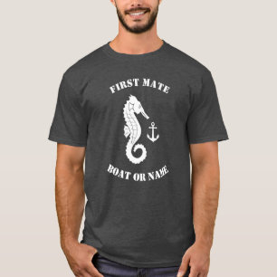 T-shirt Ancre à cheval de mer Premier bateau ou nom Gris