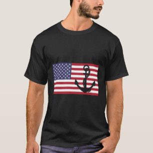 T-shirt Ancre Américaine Drapeau Nautique Mer Patriotique