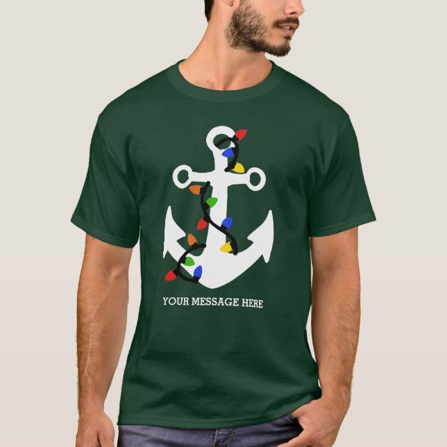 T-shirt Ancre avec lumières de Noël Nautique (Devant)